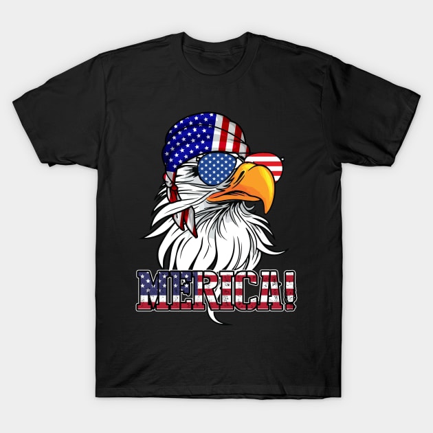 Eagle Sunglasses Bandana US American Flag 4th of July Gifts T-Shirt by Beker